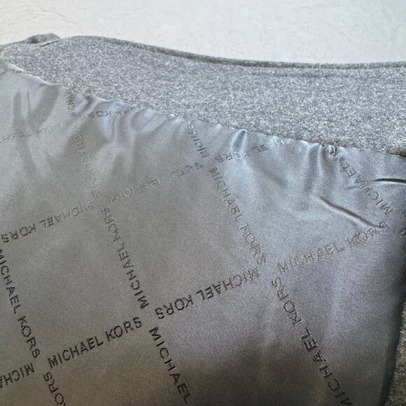 Men's Michael Kors Charcoal Gray Wool Blend Car Coat Overcoat XL Striped Scarf - Picture 14 of 15